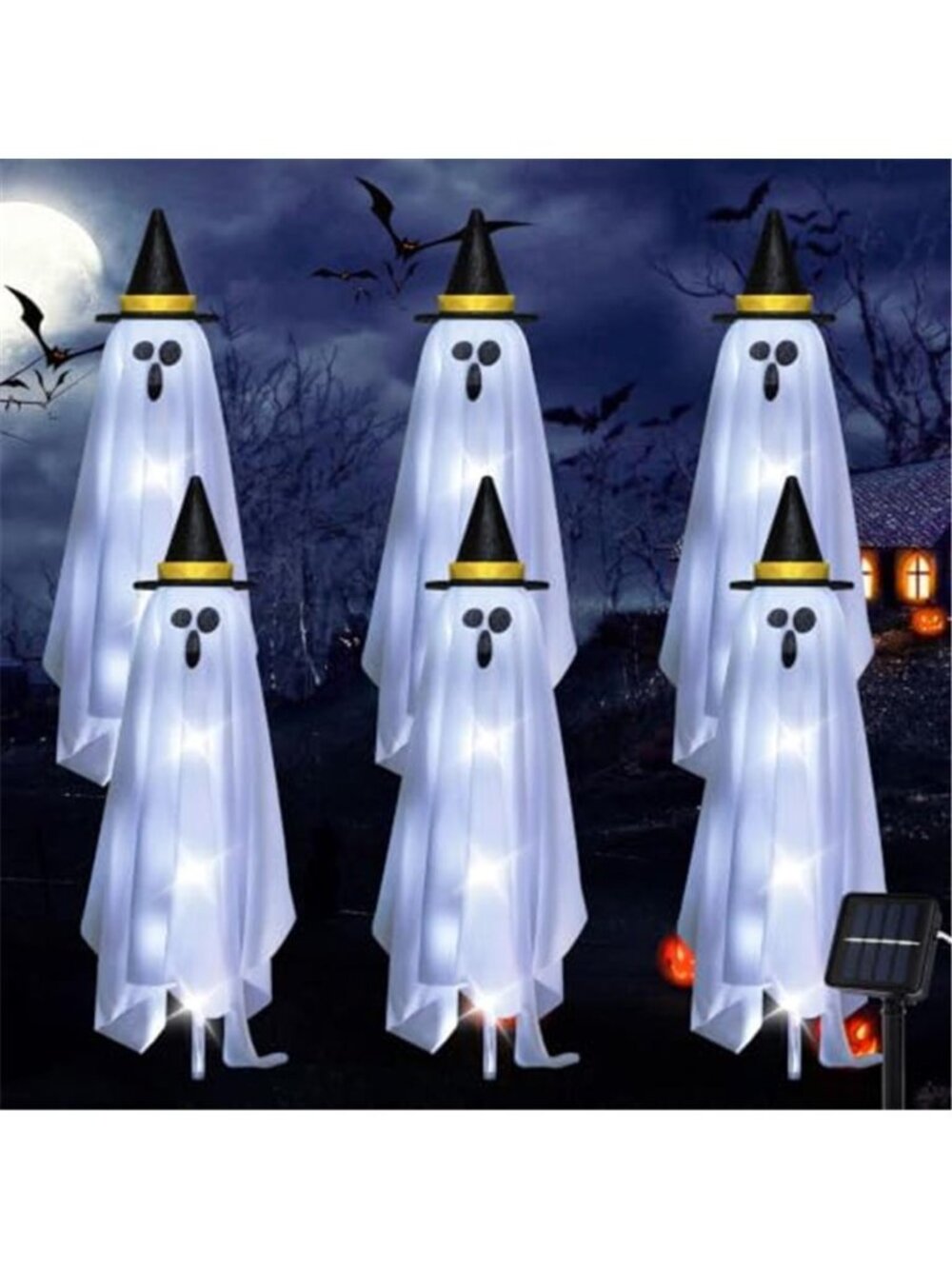 Halloween Decorations Solar Ghost Lights Outdoor, 6-Packs Solar Garden Spooky